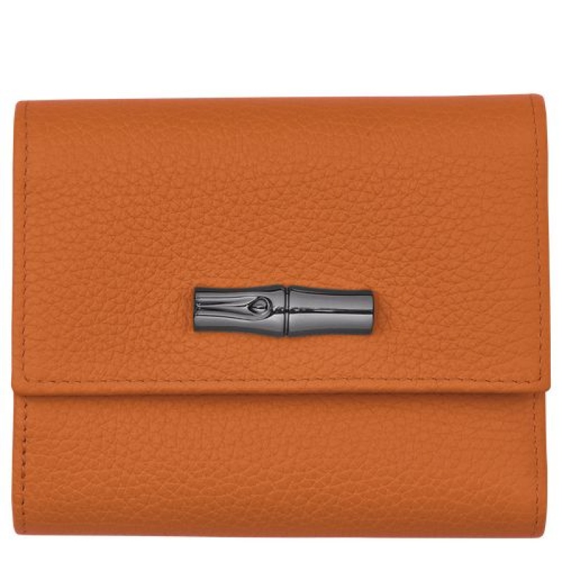 Longchamp Roseau Essential Compact wallet Saffron | FZAUYWL-70