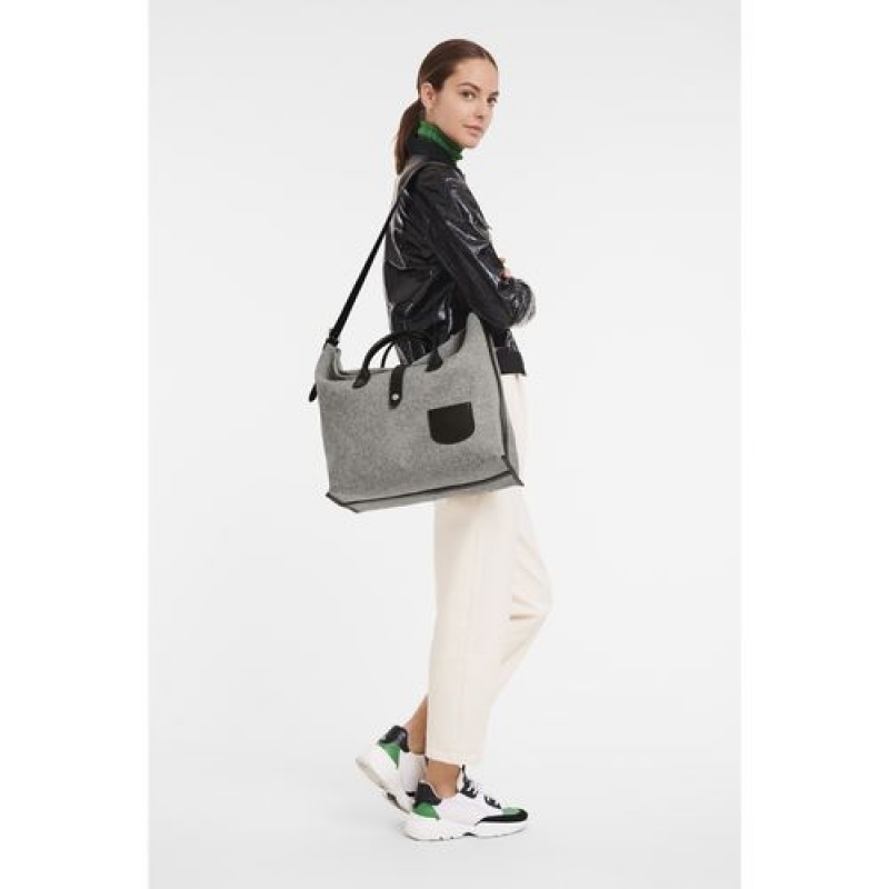 Longchamp Roseau Essential Top handle bag XL Grey | JAIGNRX-10
