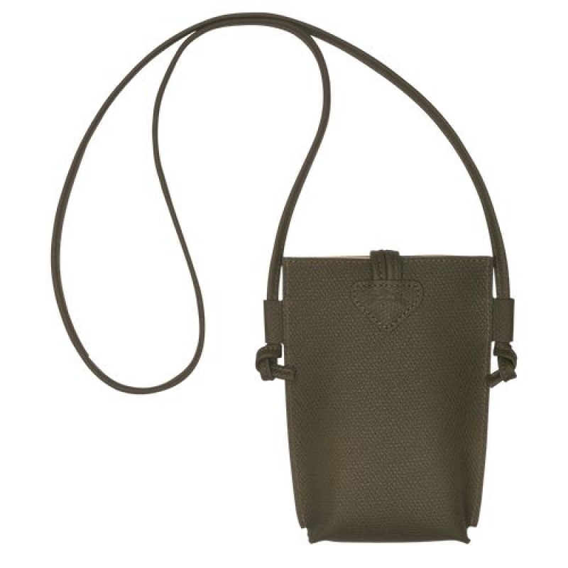 Longchamp Roseau Phone case with lace Khaki | GBOXELW-57