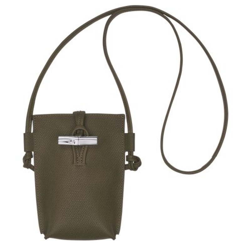 Longchamp Roseau Phone case with lace Khaki | GBOXELW-57