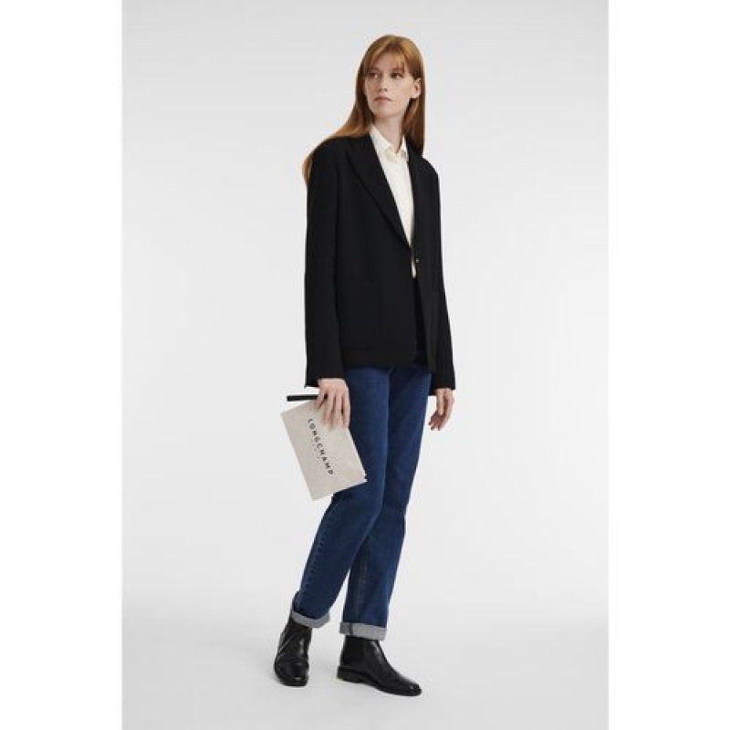 Longchamp Roseau Pouch Ecru | ULRAEMF-25