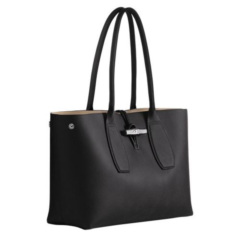 Longchamp Roseau Shoulder bag Black | FUWQSTX-81