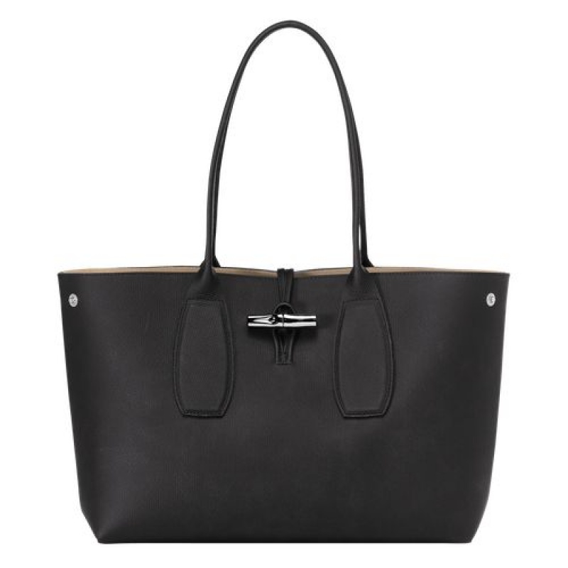 Longchamp Roseau Shoulder bag Black | FUWQSTX-81