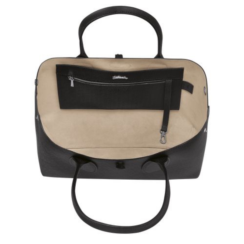 Longchamp Roseau Shoulder bag Black | FUWQSTX-81