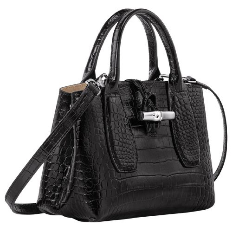Longchamp Roseau Top handle bag S Black | AXZRWFV-02