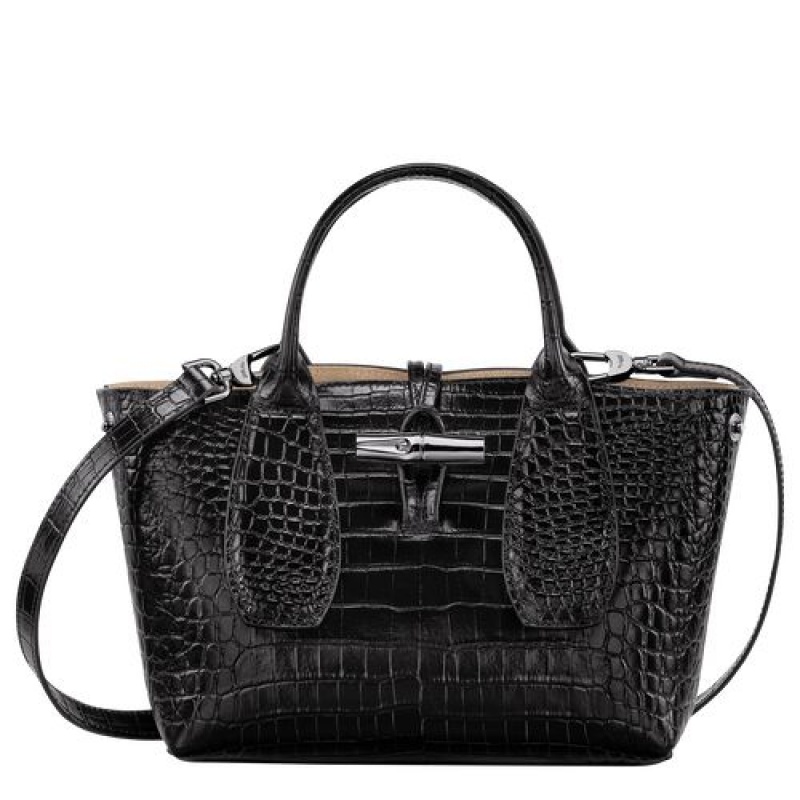 Longchamp Roseau Top handle bag S Black | AXZRWFV-02