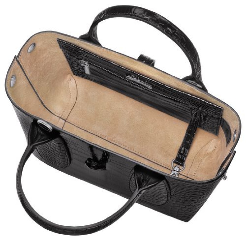 Longchamp Roseau Top handle bag S Black | AXZRWFV-02