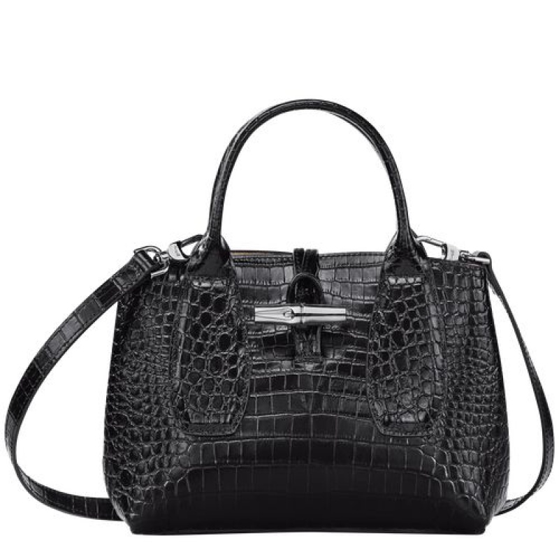 Longchamp Roseau Top handle bag S Black | AXZRWFV-02