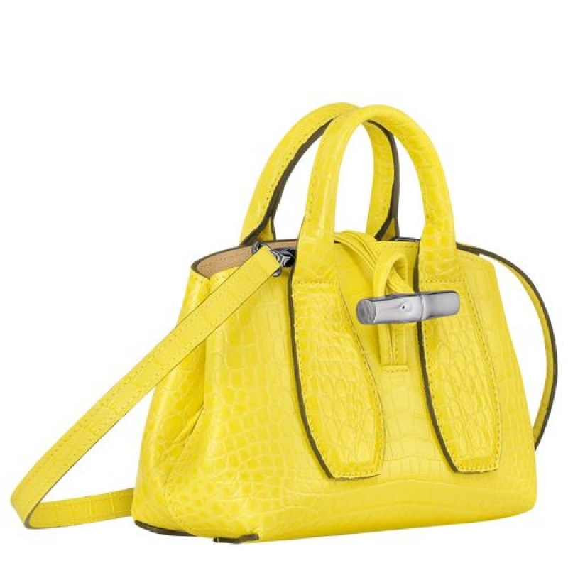 Longchamp Roseau Top handle bag XS Lemon | XTQVBDC-19