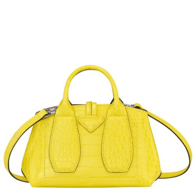 Longchamp Roseau Top handle bag XS Lemon | XTQVBDC-19