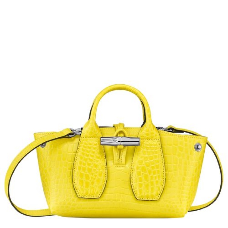 Longchamp Roseau Top handle bag XS Lemon | XTQVBDC-19
