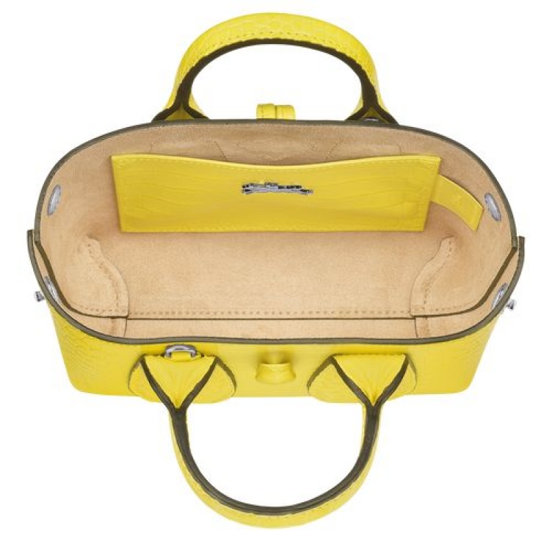 Longchamp Roseau Top handle bag XS Lemon | XTQVBDC-19