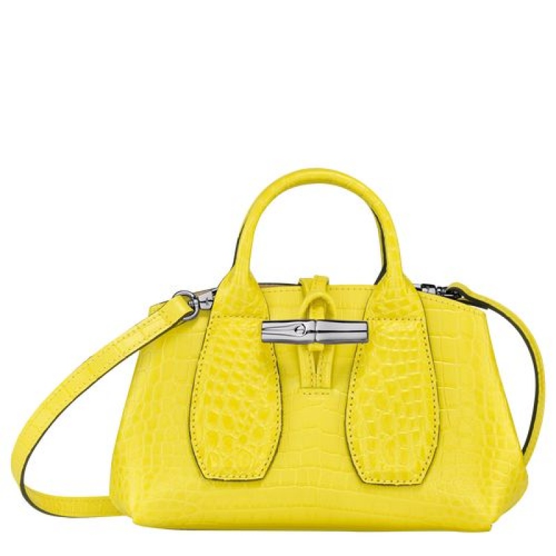 Longchamp Roseau Top handle bag XS Lemon | XTQVBDC-19
