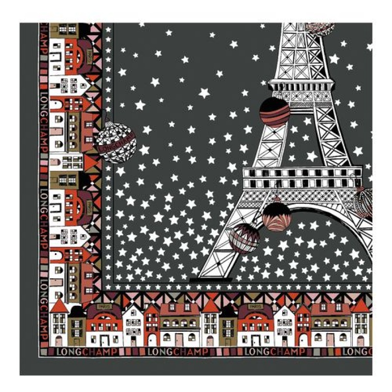Longchamp Silk scarf 50 Gun Metal | EYDLSON-59