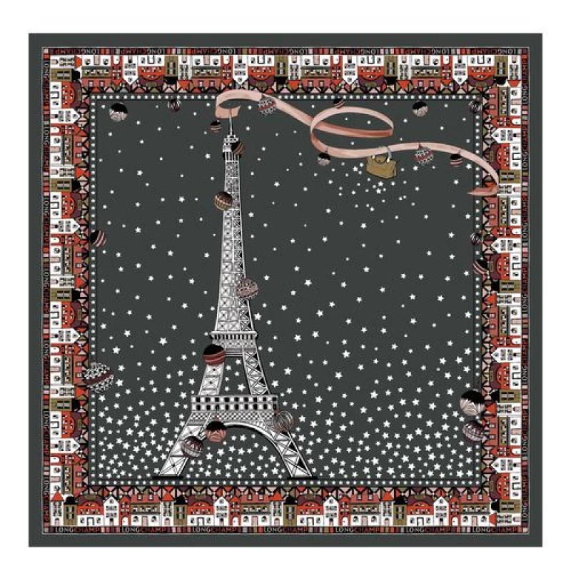 Longchamp Silk scarf 50 Gun Metal | EYDLSON-59