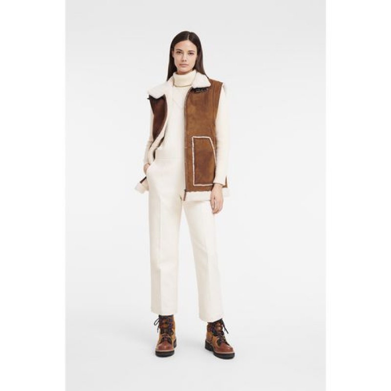 Longchamp Sleeveless jacket Cognac | LEQZBCR-67