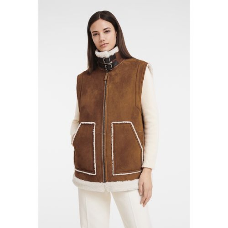 Longchamp Sleeveless jacket Cognac | LEQZBCR-67