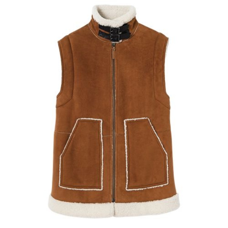 Longchamp Sleeveless jacket Cognac | LEQZBCR-67