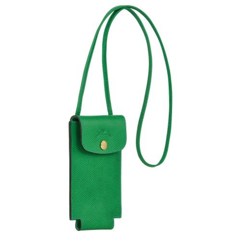 Longchamp epure Phone case with leather lace Green | BECHVYX-06