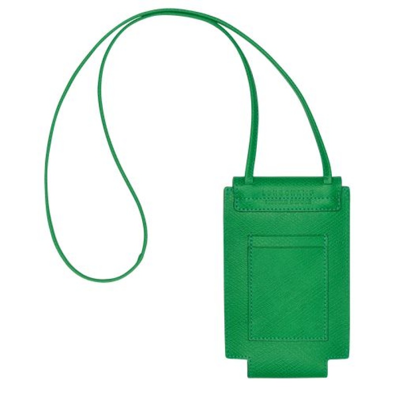 Longchamp epure Phone case with leather lace Green | BECHVYX-06