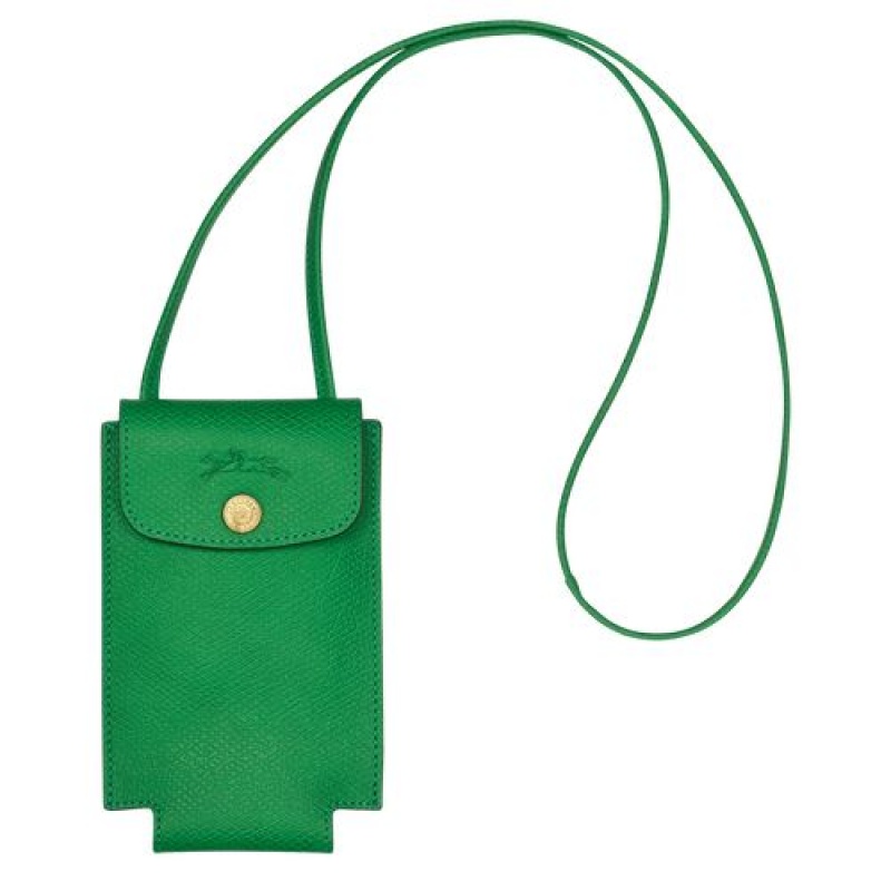 Longchamp epure Phone case with leather lace Green | BECHVYX-06