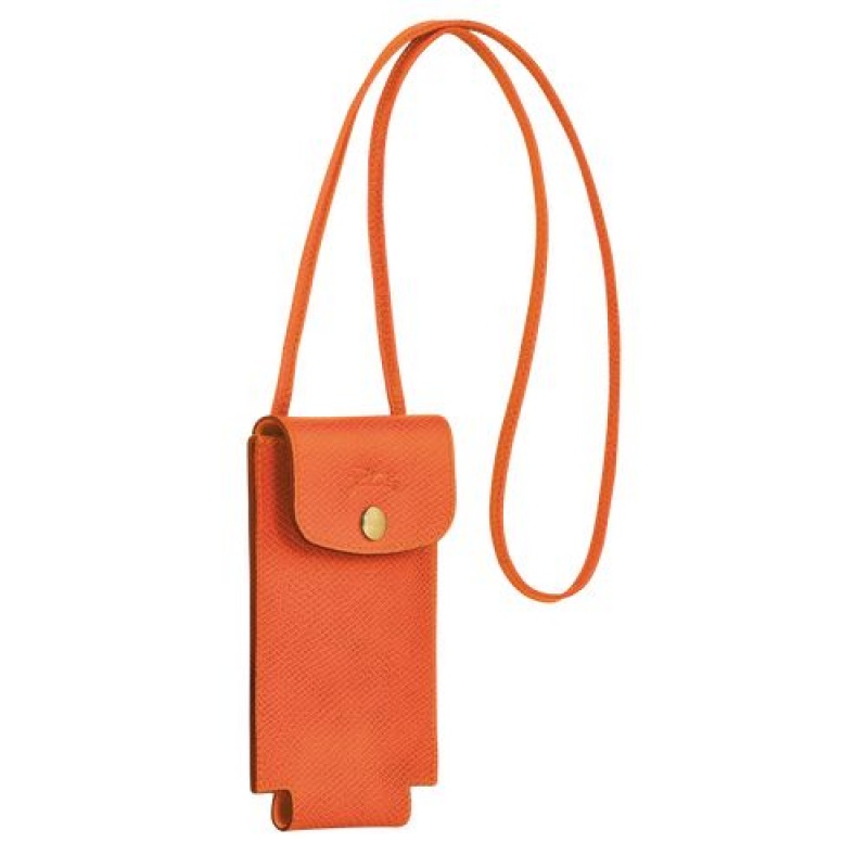 Longchamp epure Phone case with leather lace Orange | ACTFEHW-93