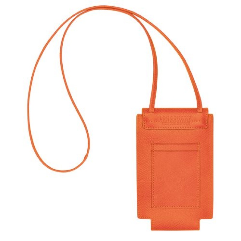 Longchamp epure Phone case with leather lace Orange | ACTFEHW-93