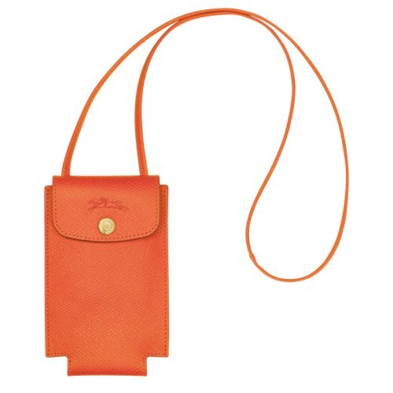 Longchamp epure Phone case with leather lace Orange | ACTFEHW-93